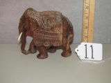 Vtg Hand Carved Wood Elephant