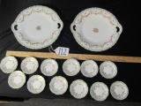 2 Antique 1890-1914 Bassett Limoges Austria Hors D'oeuvres Platters And