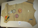 Vtg Boy Scouts Leather Swatch W/ Badges, Webelos Ribbom And Awards And