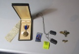 Mr. Hinderer's Air Medal, Dog Tags, Hat And Uniform Pilot Emblems And