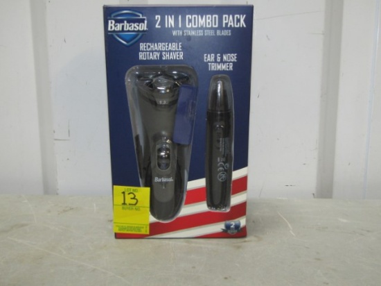 N I B Barbasol 2 In 1 Combo Pack: Rechargable Rotary Shaver And A Ear And