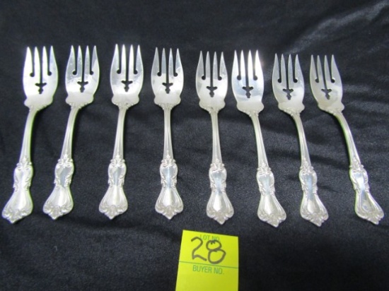 8 Antique Sterling Silver Salad Forks, 273 Grams