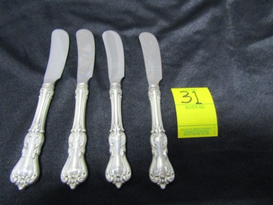 4 Antique Sterling Silver Butter Knives, 169 Grams