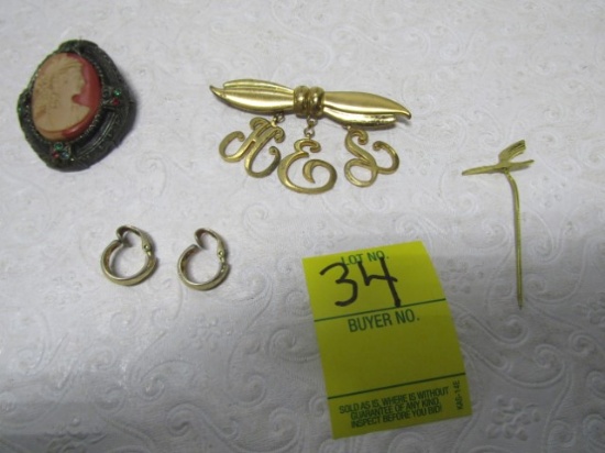 Nice Lot Of Signed Antique Costume Jewelry