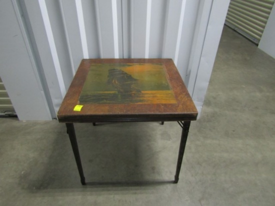 Antique Folding Bridge Table By Murray Wood Products, Memphis, Tn  (LOCAL PICK UP ONLY)