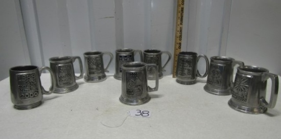 9 Solid Pewter Mugs By The Wilton Company