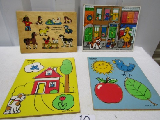 1 Fisher Price And 3 Playskool Puzzles For Small Children