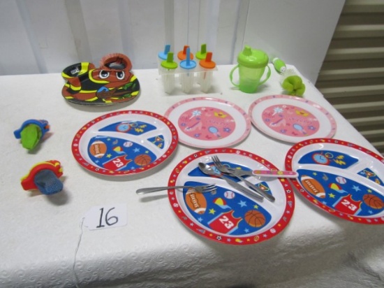 Children's Hard Plastic Plates, Paper Plates, Popsicles Makers Etc
