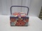 Vtg Cloth Covered Sewing Box W/ Contents