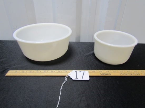 2 Vtg Milk Glass Mixing Bowls
