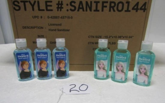 New Case Of 144 Disney's " Frozen " 2.11 Ounce Bottles Of Hand Sanitizer