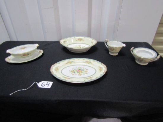 Vtg Noritake Gravy Boat, Serving Bowl, Platter, Creamer And Sugar Bowl (LOCAL PICK UP ONLY)