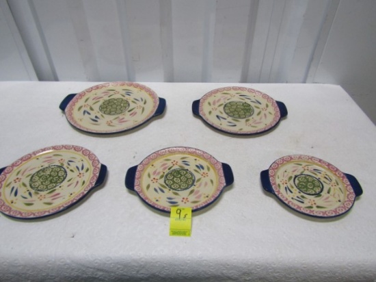 5 Different Sized Serving Plates W/ Side Handles