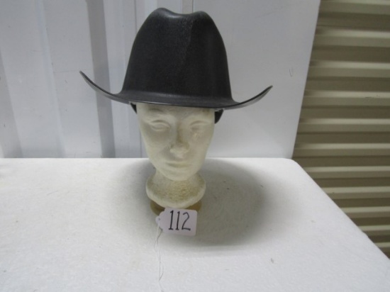 Black Hard Hat Cowboy Style W/ Ratchet Headgear Adjustment