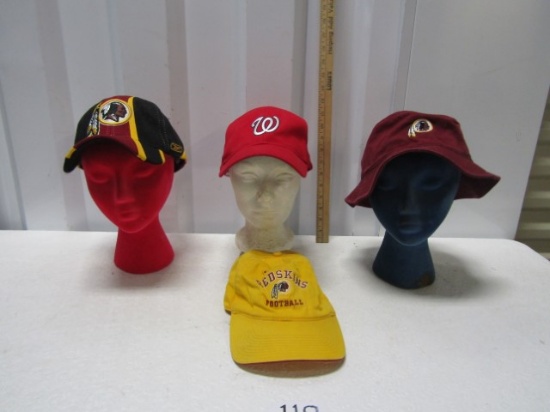 3 Washington Redskins Caps And 1 Hat