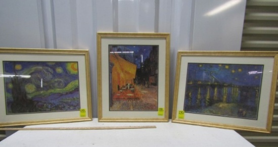 3 Framed And Double Matted Prints By Vincent Van Gogh