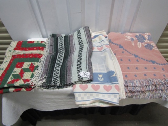 3 Throw Blankets And A Christmas Patchwork Table Runner