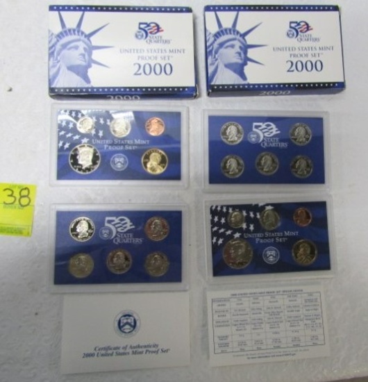 Two Sets Of 2000 - S 5 State Proof Quarters And Proof Sets