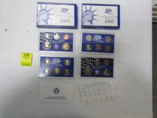 Two Sets Of 2001 - S 5 State Proof Quarters And Proof Sets