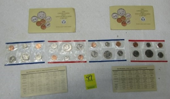 Two 1990 P And D U. S. Mint Uncirculated Coin Sets