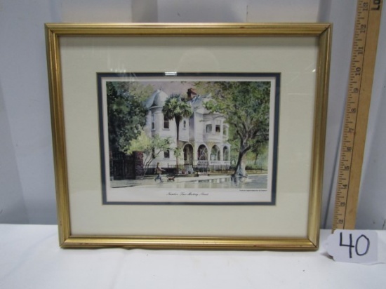 Framed, Matted And Autographed Water Color Print " 2 Meeting Street "