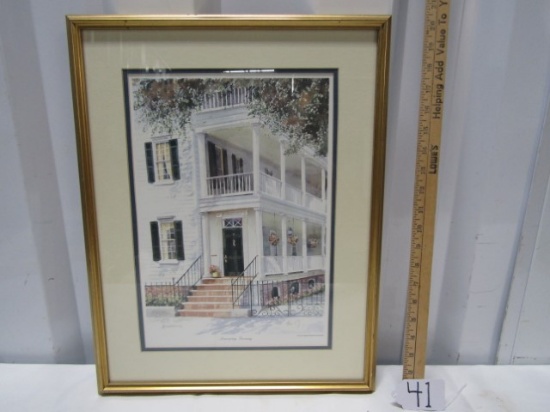 Framed, Matted And Autographed Water Color Print " Lowcountry Doorway "