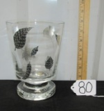 Large Crystal Pillar Candle Holder W/ Silver Overlay
