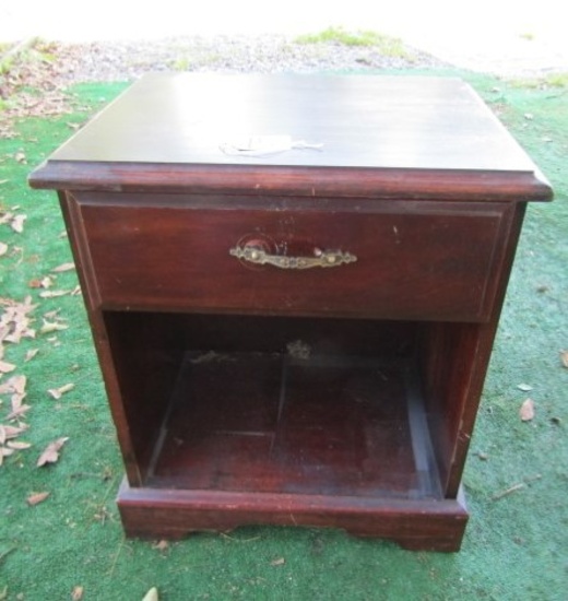 Vtg Wood Veneer End Table W/ Drawer And Under Storage (Local Pick Up Only)