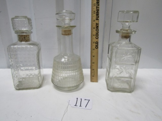 3 Vtg Liquor Decanters