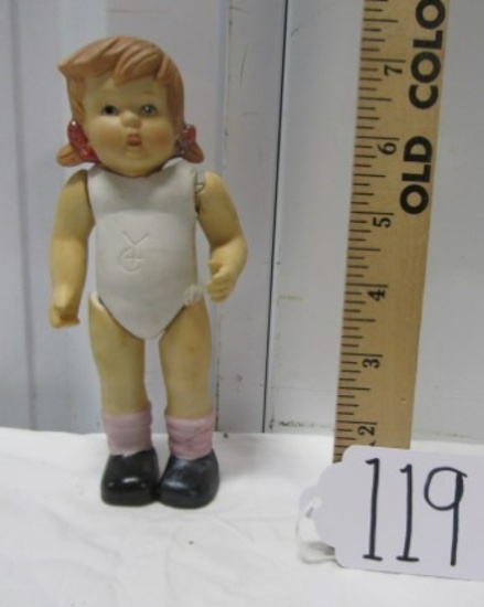 Vtg Porcelain Jointed Doll