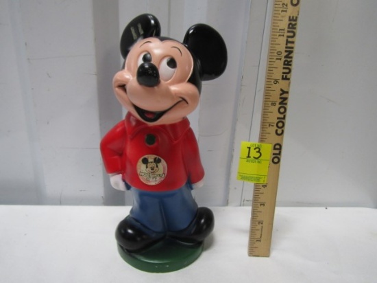 Vtg Plastic Micky Mouse Bank W/ Stopper