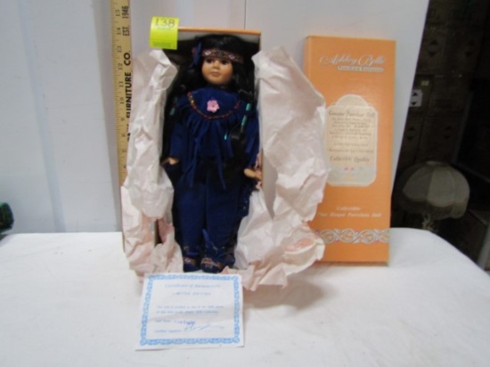 Never Displayed Ashley Belle Porcelain Doll " Wild Eagle " W/ C O A