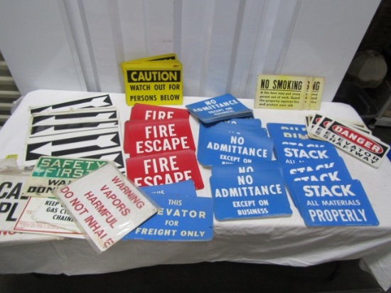 Large Lot Of Plastic Warning Signs