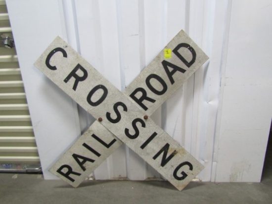 Genuine Vtg Aluminum Railroad Crossing Sign (LOCAL PICK UP ONLY)
