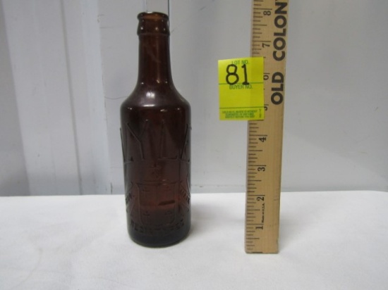 Antique Early 1900s D T J Lye And Sons Dark Amber Glass Mineral Water Bottle