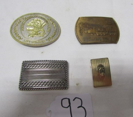 4 Vtg Metal Belt Buckles