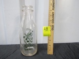 Vtg Fargo Dairy 1 Quart 5 Cents Glass Milk Bottle