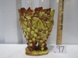 Vtg Mid Century Mccoy Grapes And Leaves Double Vase