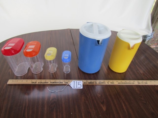Clear Hard Plastic Canister Set And 2 Rubbermaid Pitchers