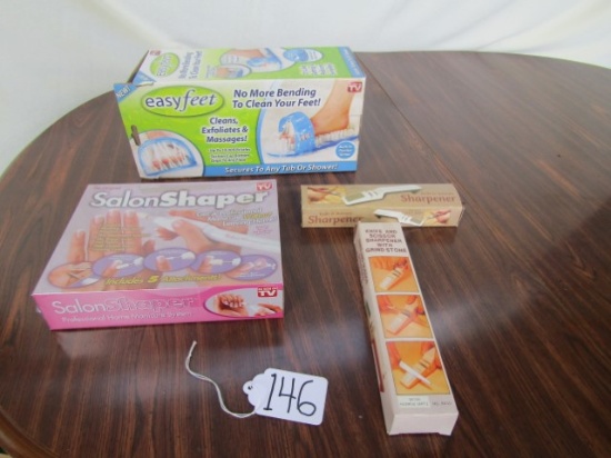 N I B Lot: Easy Feet; Salon Shaper And 2 Knife And Scissor Sharpener