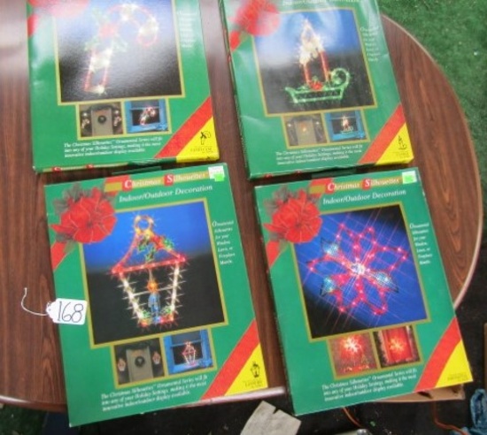 4 N I B Christmas Silhouettes Undoor Outdoor Lighted Decorations