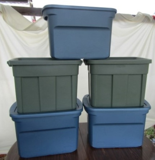 5 Hard Plastic Storage Tubs W/ Lids By Sterilite And Rubbermaid   (LOCAL PICK UP ONLY)