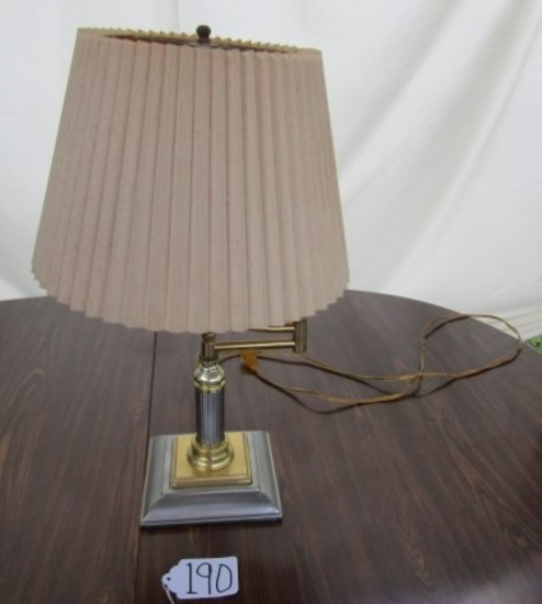 Brass And Stainless Steel Desk Lamp W/ Swing Out Arm   (LOCAL PICK UP ONLY)