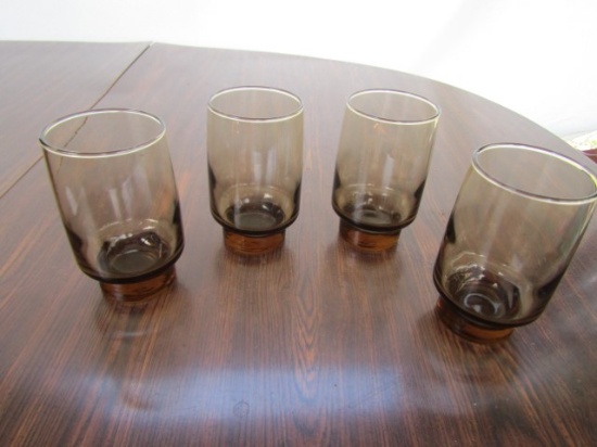 Set Of 4 Smoked Amber Glasses