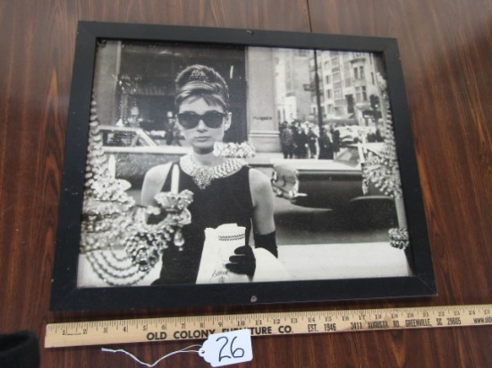 Framed Semi Textured Print Of Audrey Hepburn