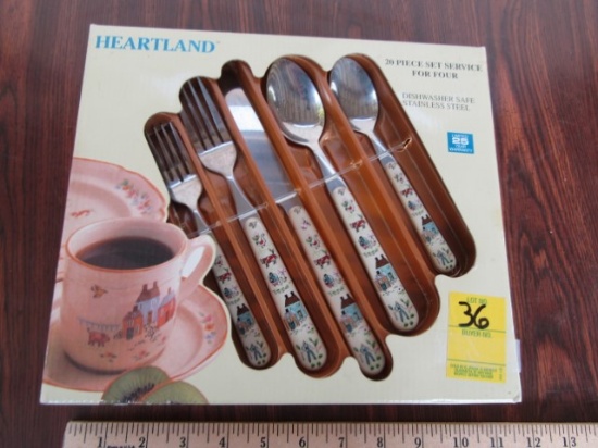N I B And Vtg 1991 Heartland 20 Piece Stainless Steel Flatware Service For 4