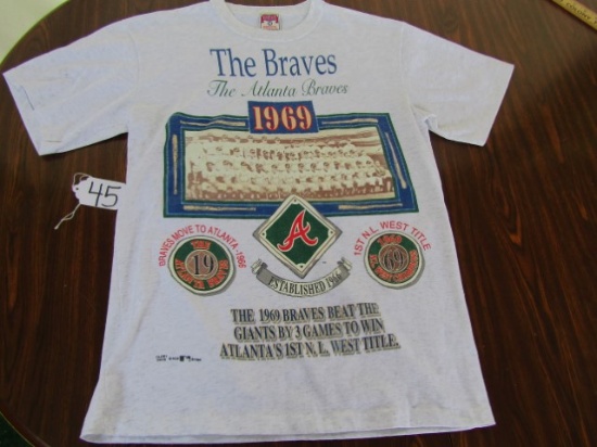 Vtg 1994 Atlanta Braves T - Shirt Commemorating Their 1969 Winningof
