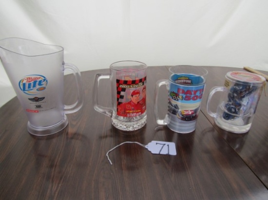 Lot Of Nascar And Miller Lite Glasses And Pitcher