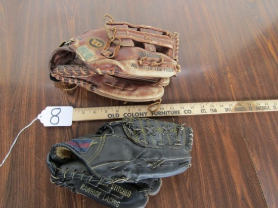 2 Vtg Leather Baseball Gloves