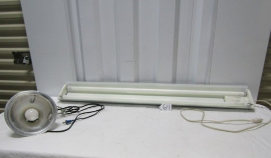 48" Fluorescent Hanging Shop Light And A 1 Bulb Clip Shop Light  (LOCAL PICK UP ONLY)